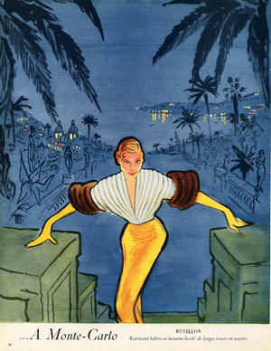 Roger Descombes, A Monte Carlo, 1947 - Illustration de Mode, Monte Carlo, 1947